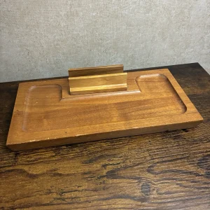 Vintage Wood Dresser Tray Valet Desk Organizer Caddy American Walnut Made In USA