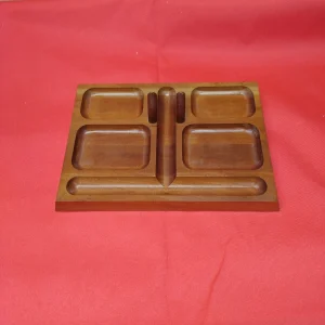 Mid-Century Shur Wood Designs Solid Walnut Wood Valet Dresser Organizer Tray USA