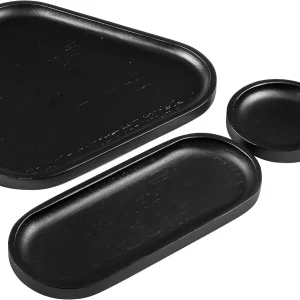 Normcore 3 Pack Valet Tray Bundle, Coffee Serving Trays, Stackable, Black Oak