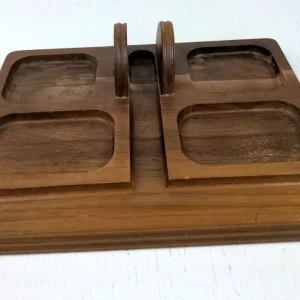 Vintage Walnut Valet Tray Dresser Organizer