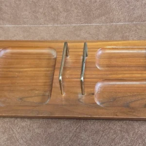 Vintage Walnut Wood Dresser Valet or Desk Organizer Tray Handcrafted MCM