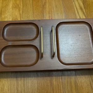 Vtg Dresser Tray Organizer Butler Valet Made in California Mission Walnut Wood