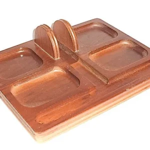 Decatur walnut wood mens dresser top valet organizer trinket tray vintage mint