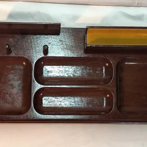 Vintage Men's Walnut Wood Dresser Top Tray Valet Organizer